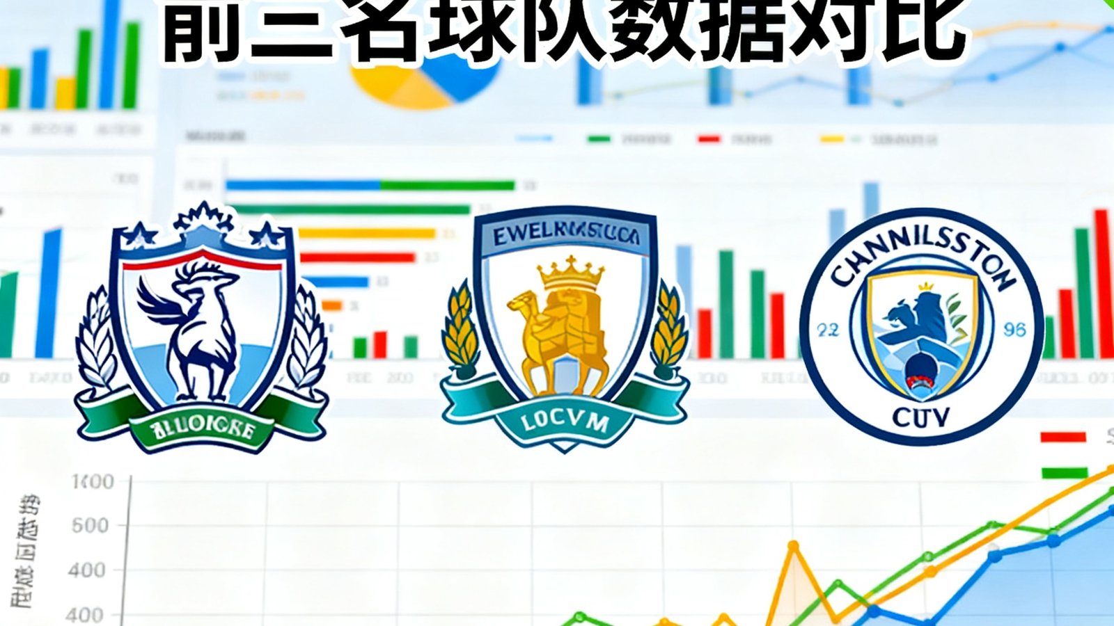 深度分析文章封面：英超积分榜前三名球队的LOGO并列展示，背景为数据图表和趋势线